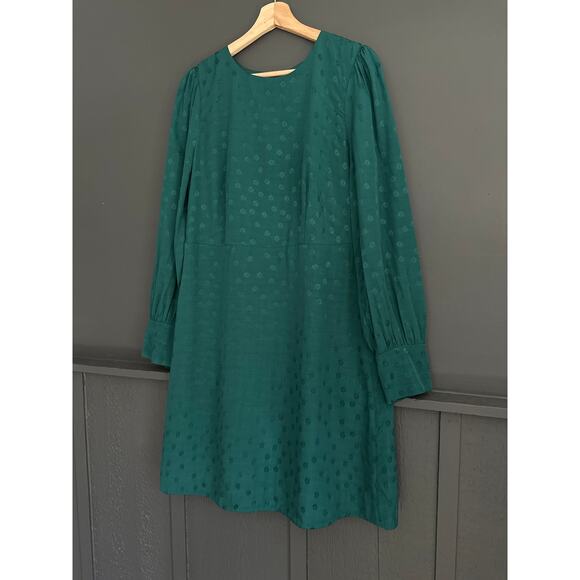 J. Crew Jacquard Floral Dot A line Shift Dress in Dark Spruce Green size 10 - Picture 4 of 11